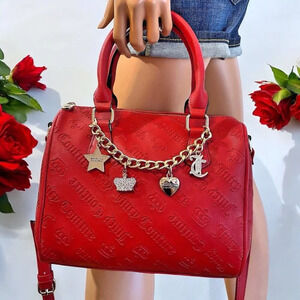 Juicy Couture Red Gothic Logo Not Your Babe Satchel Bag Purse New